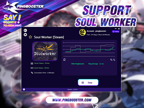 Soul Worker can be played on any server via PingBooster. Easy to use, smooth to play.