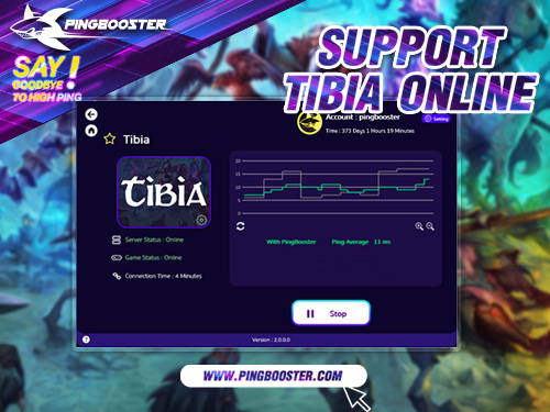 วิธีตั้งค่าเกม Tibia Online เพื่อทะลุบล็อก ลดแลคลดปิงจาก PingBooster