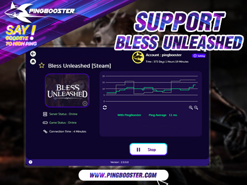 PingBooster VPN Support Bless Unleashed